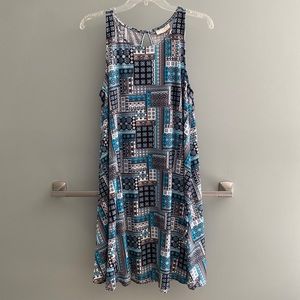 Like New Bobbie Brooks Turquoise and Black Sleeveless Dress Size L